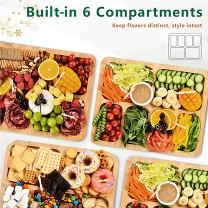 ABKW-Charcuterie Board With Lid And Handle, Portable Travel Bamboo Cheese Board Set For Housewarming, Thanksgiving Gift