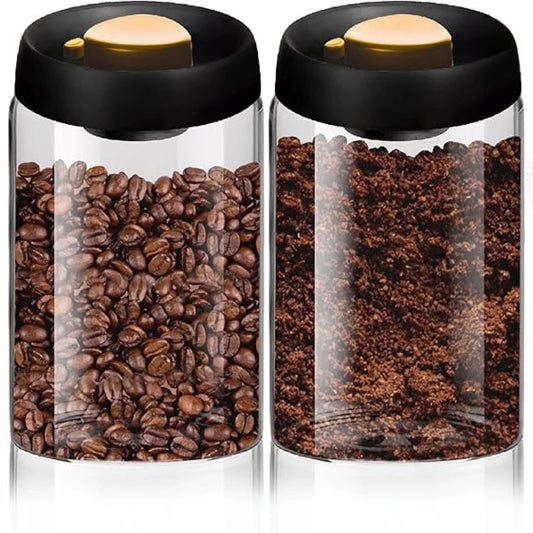 Vacuum Coffee Canisters with Airtight Lids  for Coffee, Borosilicate Glass Mason Jars Vacuum Sealer Kit for Tea, Beans,Sugar